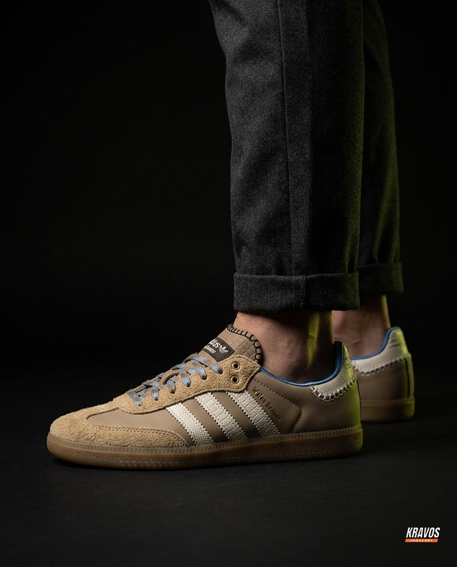 AD Leather Crochet-Tongue Terrace Trainer Khaki Cream Gum