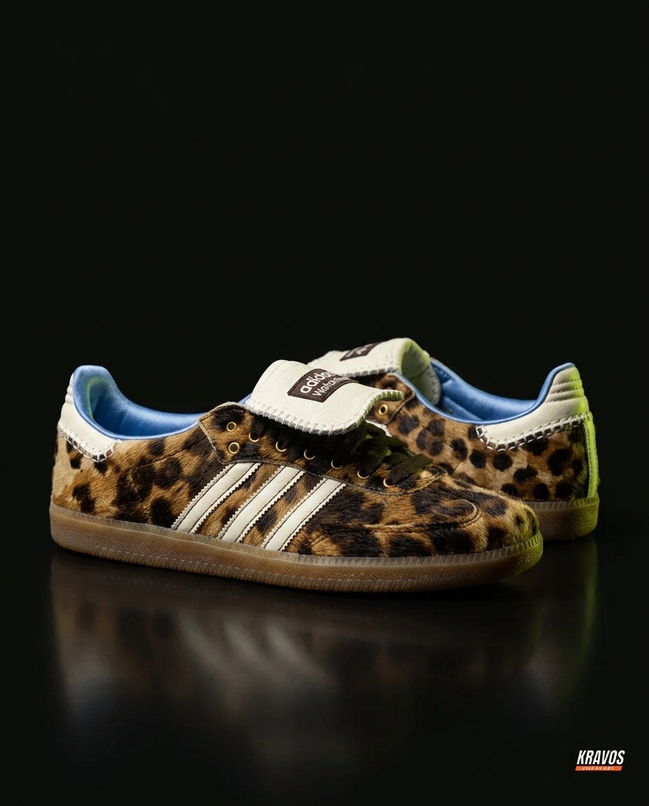 AD Leather Crochet-Tongue Terrace Trainer Leopard Print