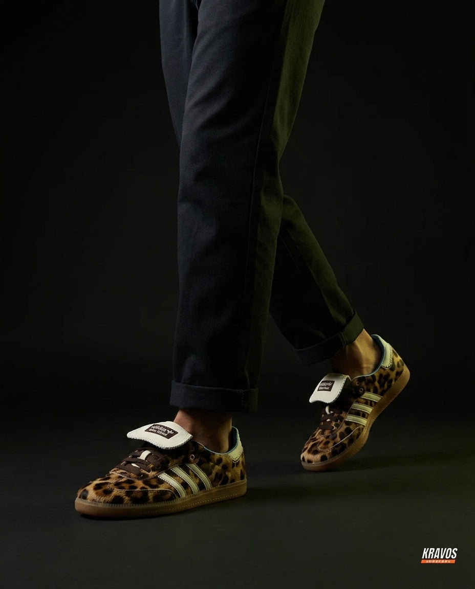 AD Leather Crochet-Tongue Terrace Trainer Leopard Print