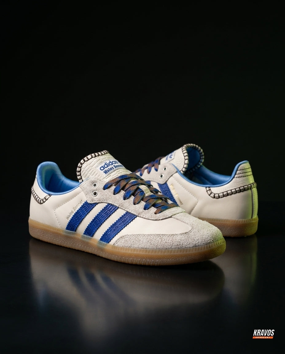 AD Leather Crochet-Tongue Terrace Trainer White Blue Gum