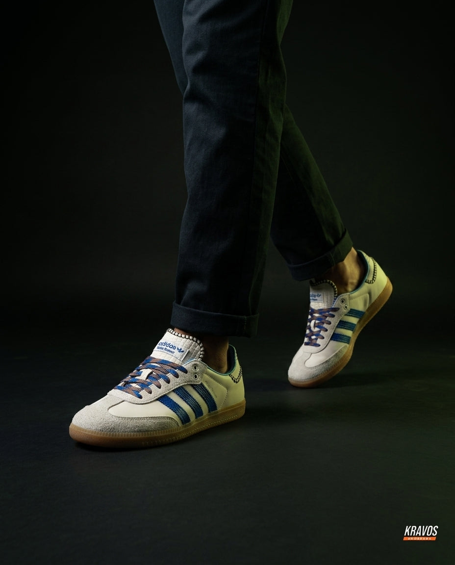 AD Leather Crochet-Tongue Terrace Trainer White Blue Gum