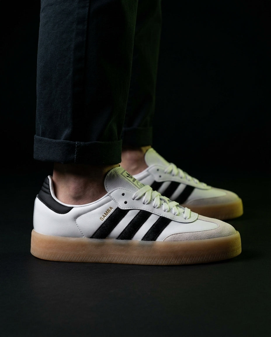 AD Leather Fuzzy-Stripe Terrace Trainer