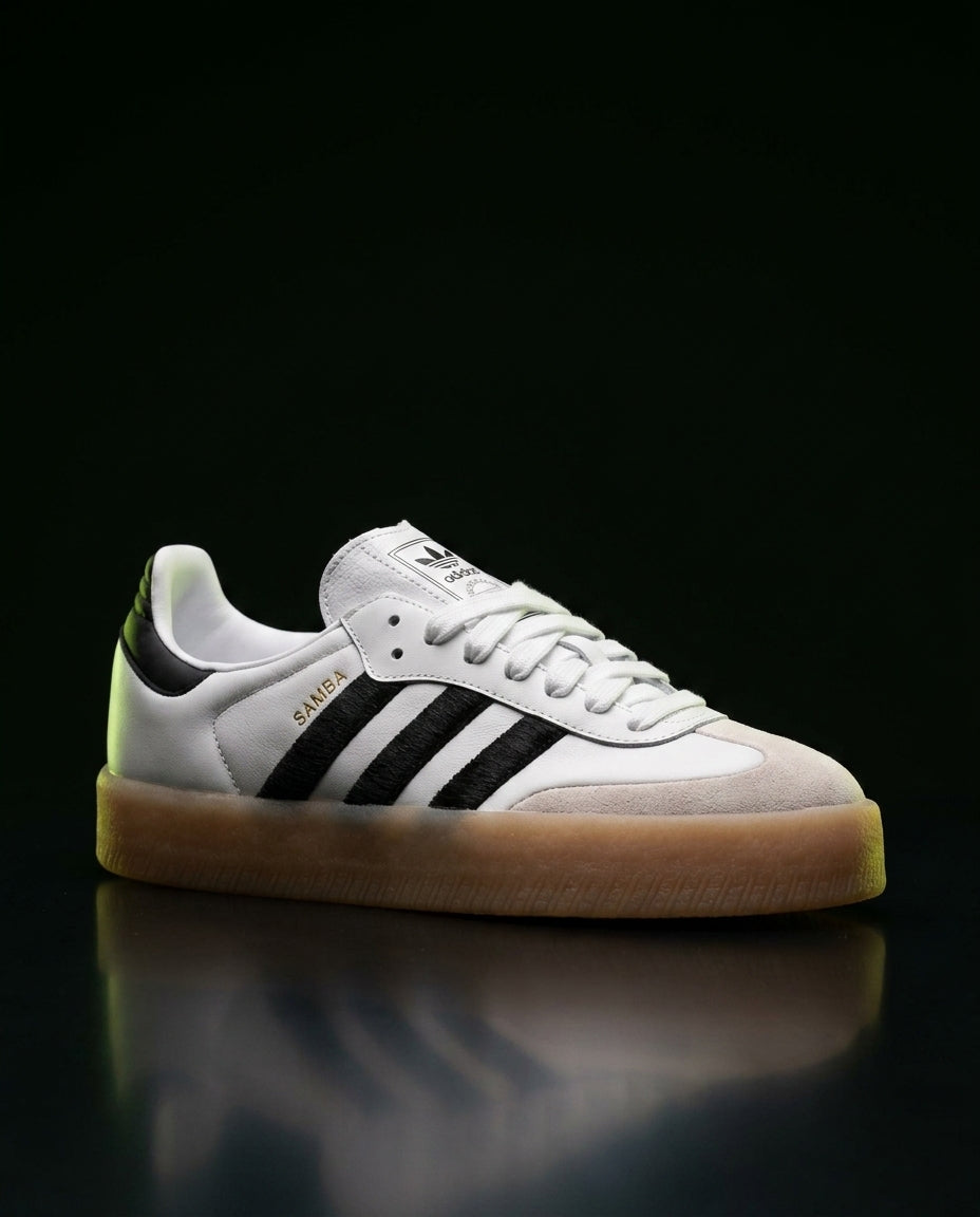 AD Leather Fuzzy-Stripe Terrace Trainer