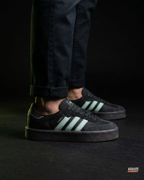 AD Leather Gum-Sole Platform Trainer Black Mint