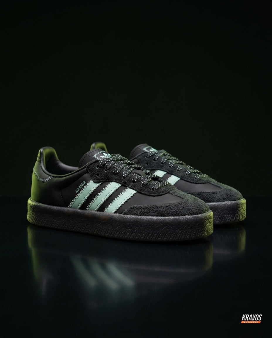 AD Leather Gum-Sole Platform Trainer Black Mint