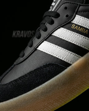 AD Leather Gum-Sole Platform Trainer Black White Gum