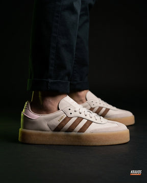 AD Leather Gum-Sole Platform Trainer Cream Brown Pink