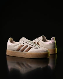 AD Leather Gum-Sole Platform Trainer Cream Brown Pink