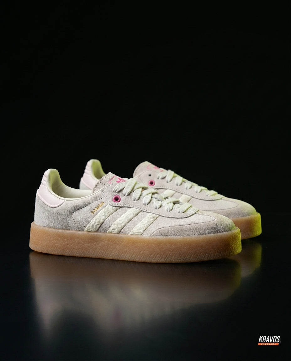 AD Leather Gum-Sole Platform Trainer Cream Gum