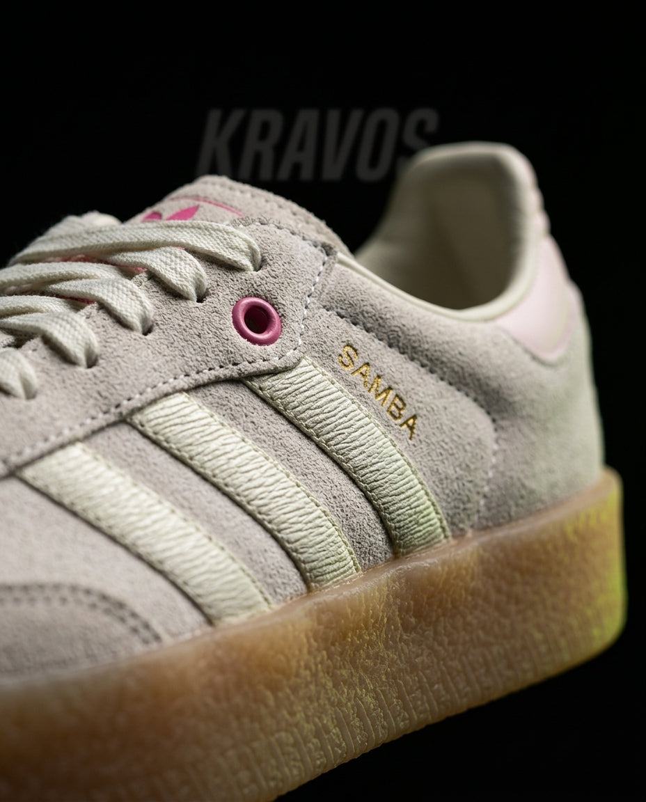 AD Leather Gum-Sole Platform Trainer Cream Gum