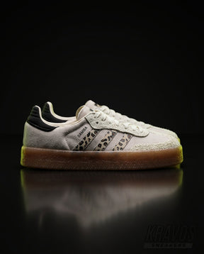 AD Leather Gum-Sole Platform Trainer Cream Leopard Gum