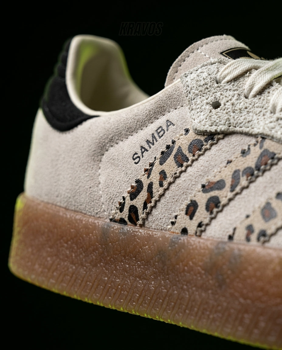 AD Leather Gum-Sole Platform Trainer Cream Leopard Gum