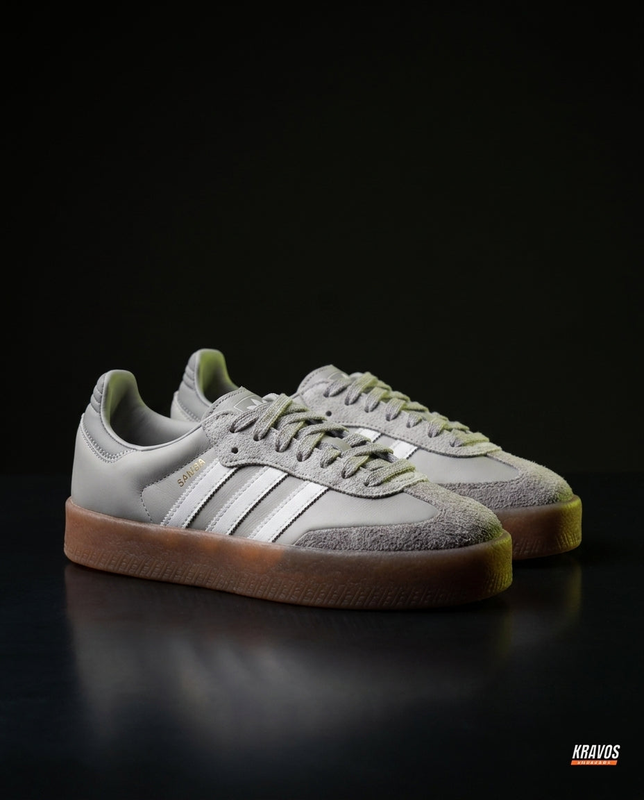 AD Leather Gum-Sole Platform Trainer Grey Gum