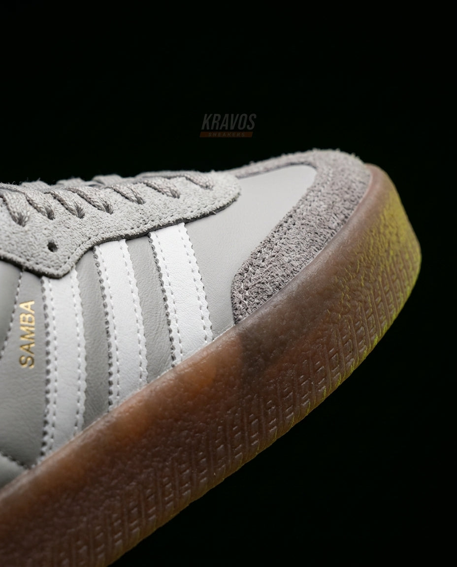AD Leather Gum-Sole Platform Trainer Grey Gum