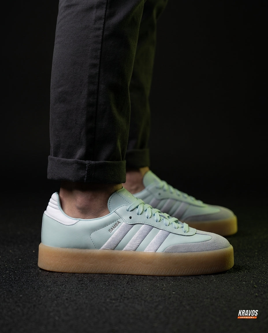 AD Leather Gum-Sole Platform Trainer Mint Gum