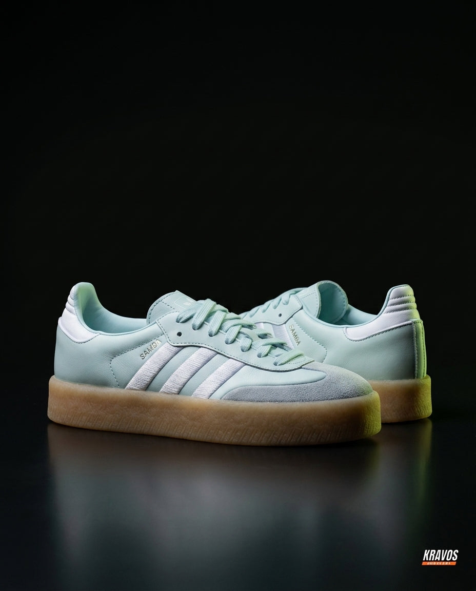 AD Leather Gum-Sole Platform Trainer Mint Gum