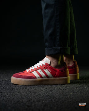 AD Leather Gum-Sole Platform Trainer Red Burgundy Gum