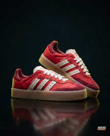 AD Leather Gum-Sole Platform Trainer Red Burgundy Gum