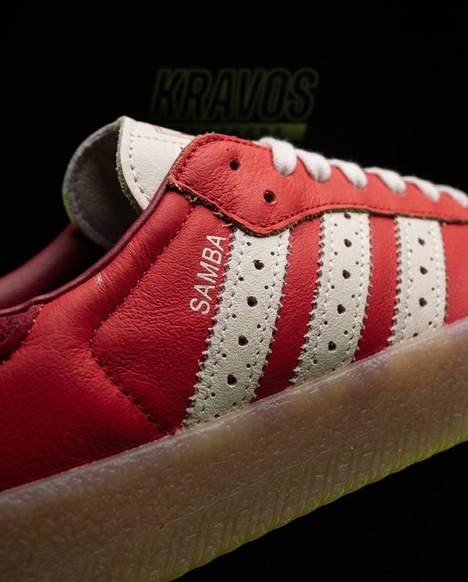 AD Leather Gum-Sole Platform Trainer Red Burgundy Gum