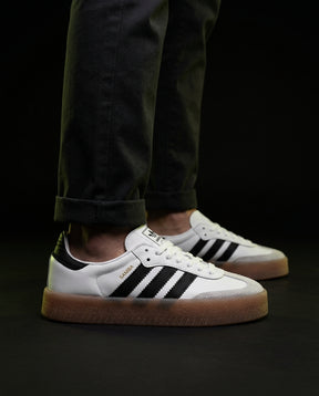 AD Leather Gum-Sole Platform Trainer White Black Gum