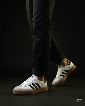 AD Leather Gum-Sole Platform Trainer White Black Gum