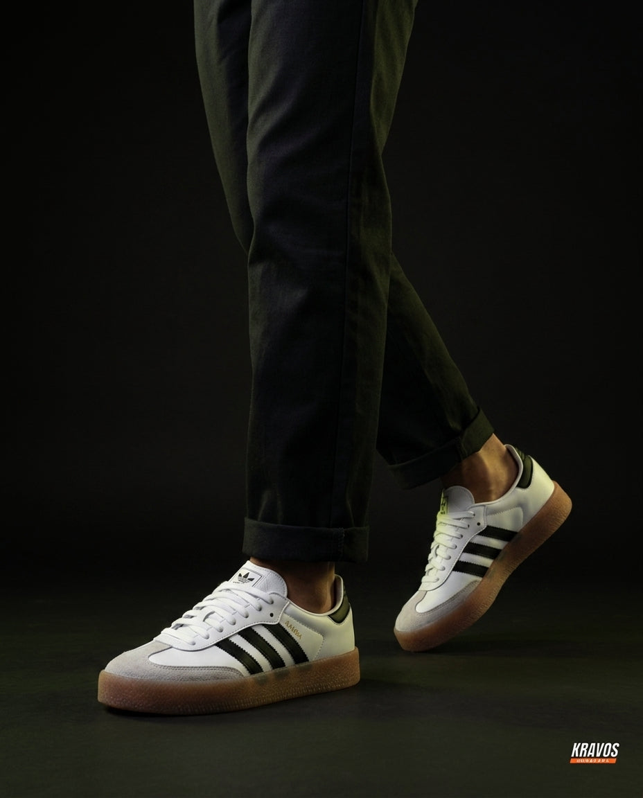 AD Leather Gum-Sole Platform Trainer White Black Gum