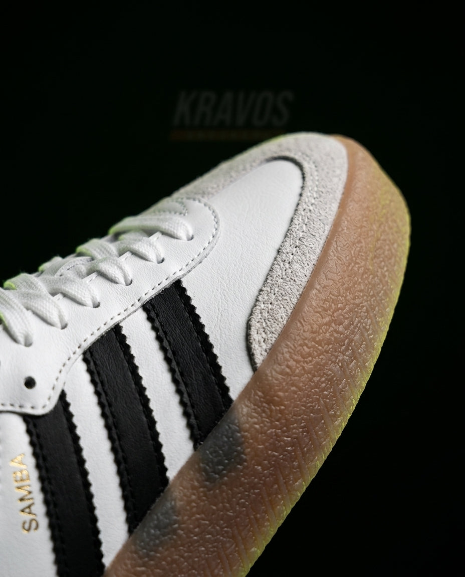 AD Leather Gum-Sole Platform Trainer White Black Gum