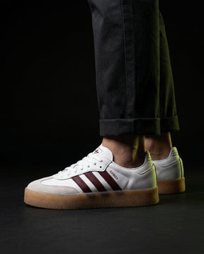 AD Leather Gum-Sole Platform Trainer White Burgundy Gum