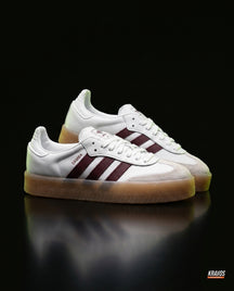 AD Leather Gum-Sole Platform Trainer White Burgundy Gum
