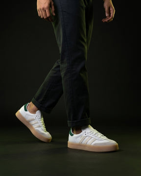 AD Leather Gum-Sole Platform Trainer White Green Gum