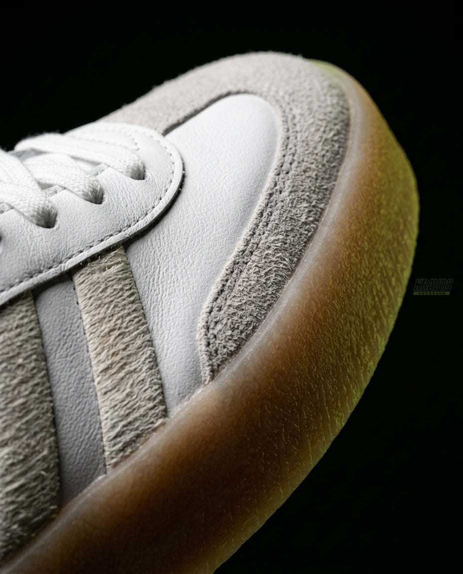 AD Leather Gum-Sole Platform Trainer White Green Gum