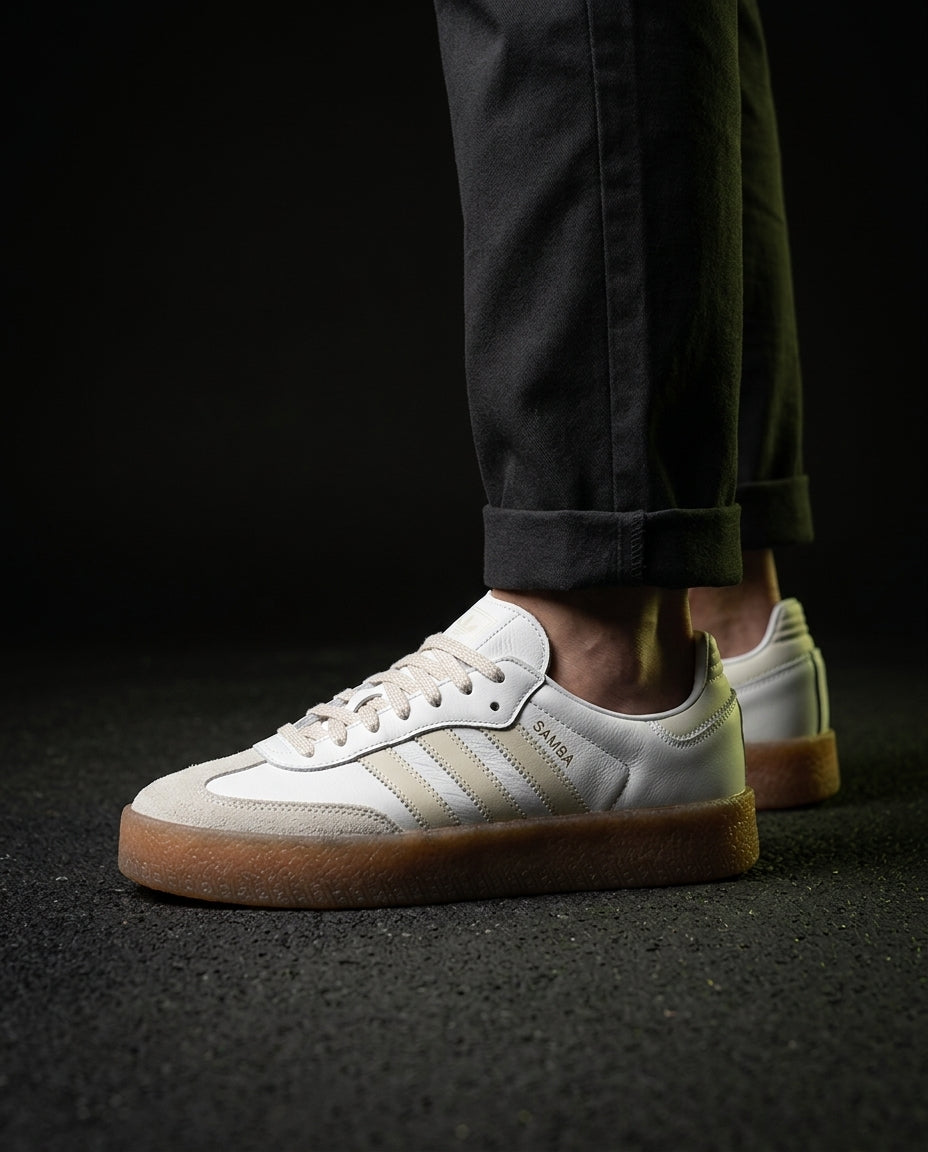 AD Leather Gum-Sole Platform Trainer White Gum