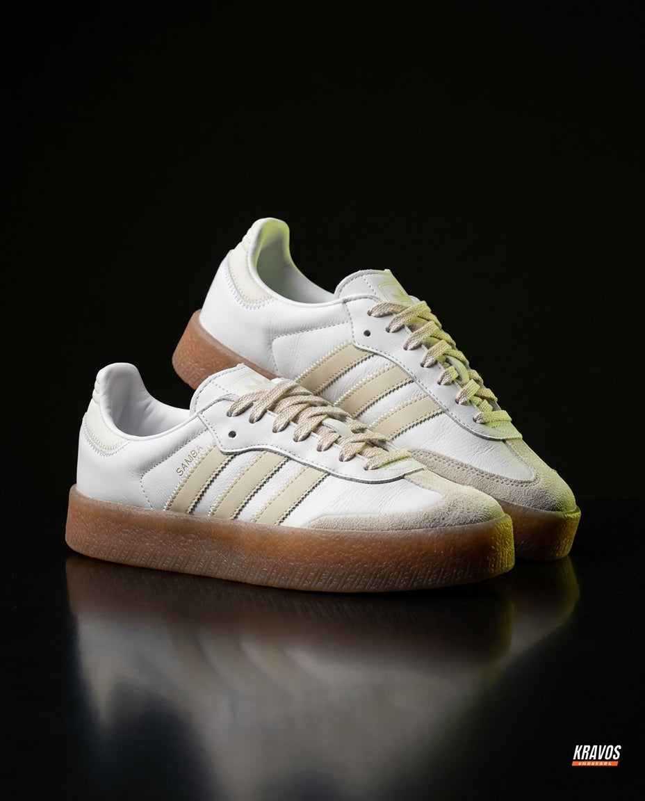 AD Leather Gum-Sole Platform Trainer White Gum