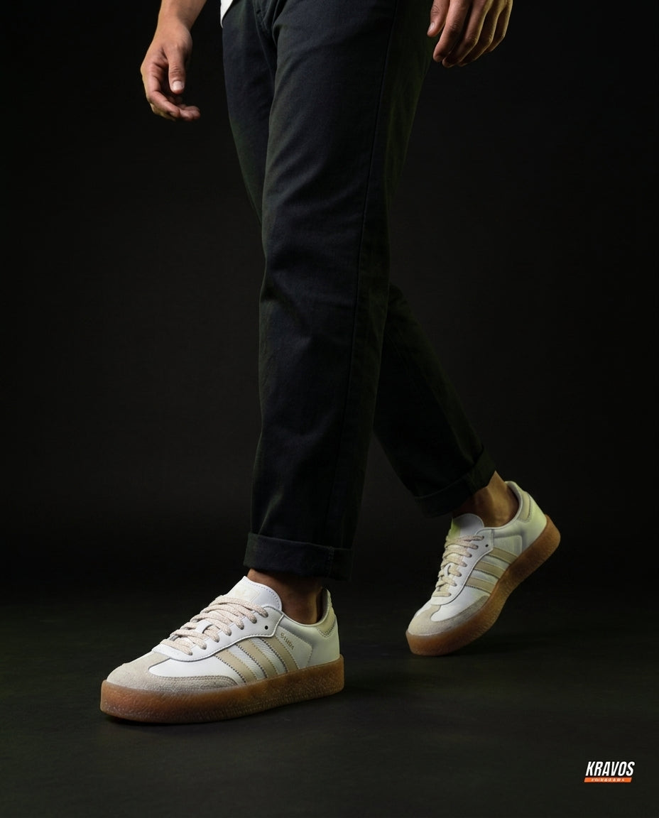 AD Leather Gum-Sole Platform Trainer White Gum