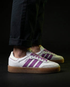 AD Leather Gum-Sole Platform Trainer White Purple Gum