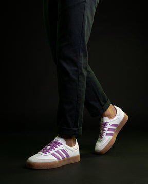 AD Leather Gum-Sole Platform Trainer White Purple Gum