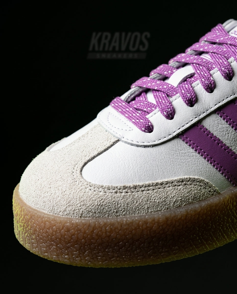 AD Leather Gum-Sole Platform Trainer White Purple Gum