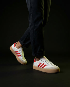 AD Leather Gum-Sole Platform Trainer White Red Gum