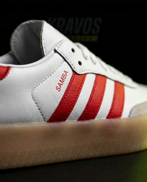 AD Leather Gum-Sole Platform Trainer White Red Gum