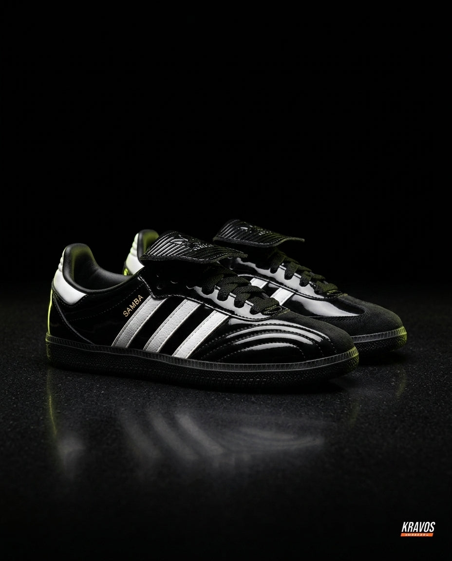 AD Leather Gum-Sole Terrace Trainer Black Black Patent White