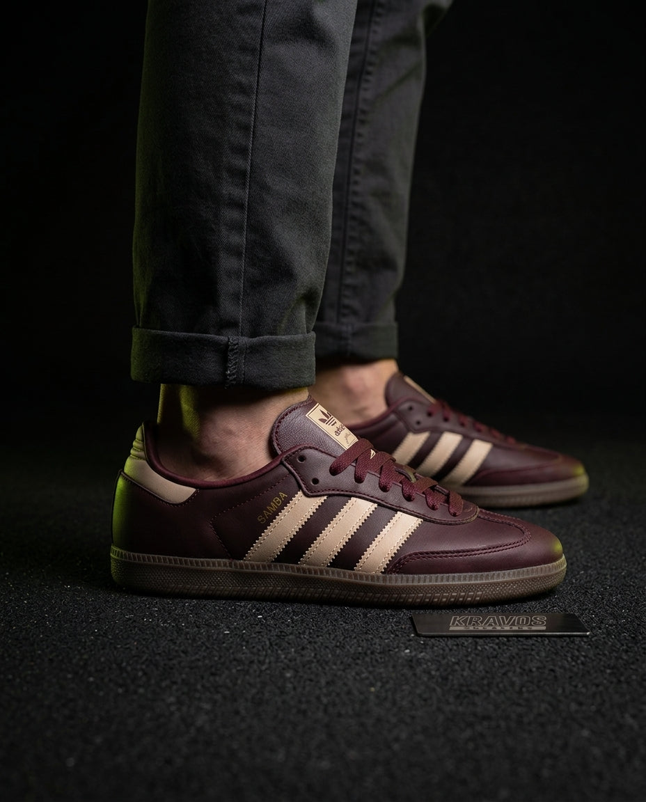 AD Leather Gum-Sole Terrace Trainer Brown Burgundy Beige