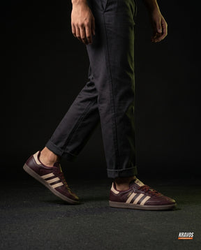 AD Leather Gum-Sole Terrace Trainer Brown Burgundy Beige