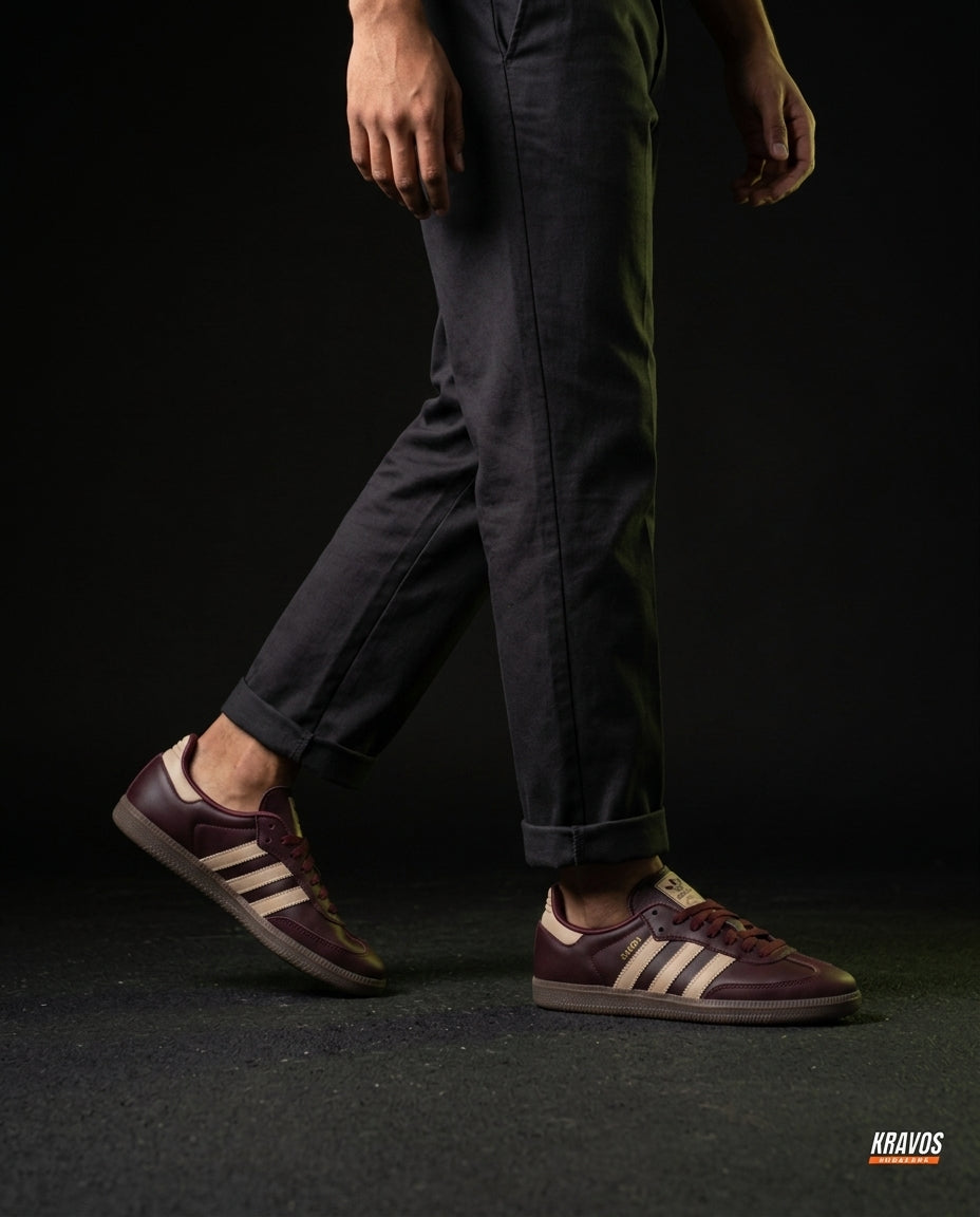 AD Leather Gum-Sole Terrace Trainer Brown Burgundy Beige
