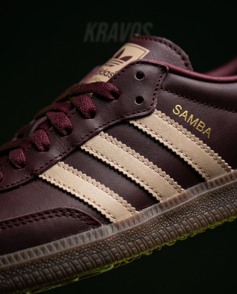 AD Leather Gum-Sole Terrace Trainer Brown Burgundy Beige