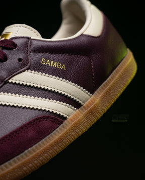 AD Leather Gum-Sole Terrace Trainer Red Burgundy Cream Gum