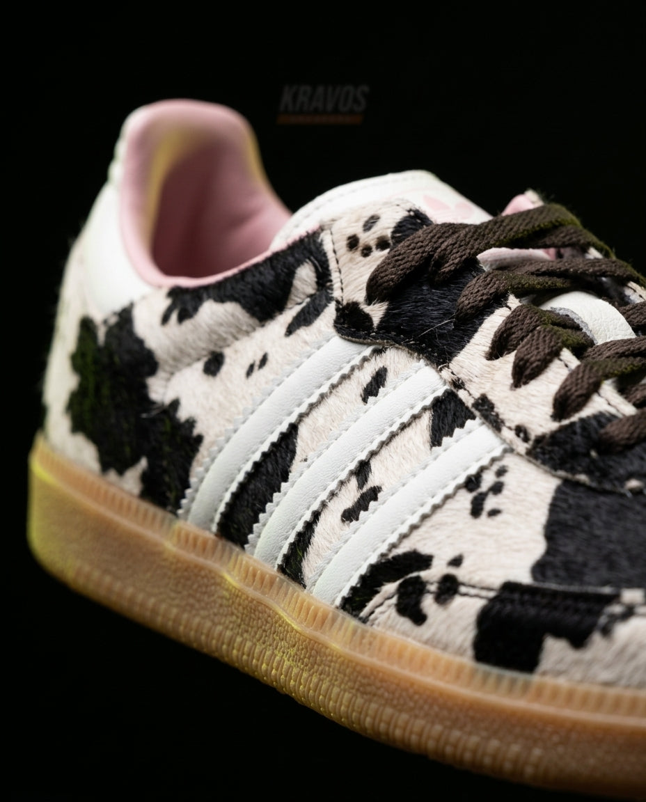 AD Leather Gum-Sole Terrace Trainer Mixed Cow Print Pink
