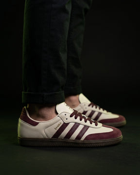 AD Leather Gum-Sole Terrace Trainer Cream Cream Burgundy