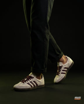 AD Leather Gum-Sole Terrace Trainer Cream Cream Burgundy