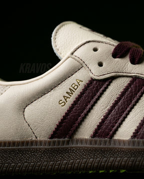 AD Leather Gum-Sole Terrace Trainer Cream Cream Burgundy