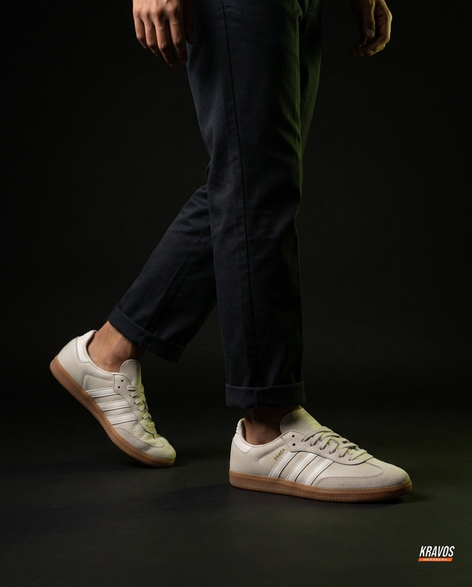 AD Leather Gum-Sole Terrace Trainer Cream Cream Gum